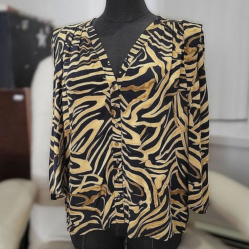 Morgan De Toi watercolour tiger print button up blouse